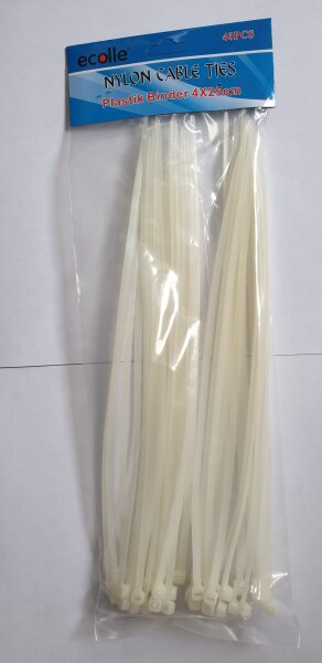 Kabelbinder 120 Stück 4 x 245 mm weiß Nylon natural natur