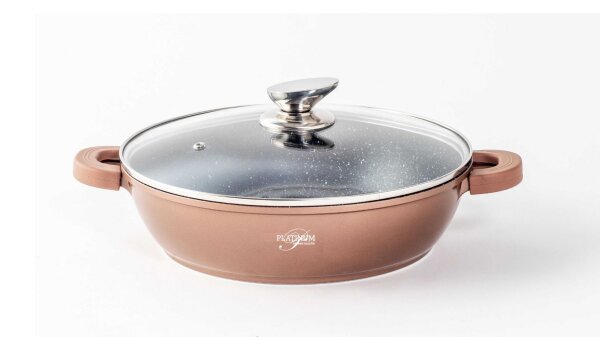 Servierpfanne Schmorpfanne Kochtopf mit Deckel Induktion Ø24cm Aluguss