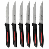 Alpina 6 teiliges Steakmesser-Set aus Edelstahl, schwarz-rot
