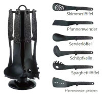 Cheffinger Kochbesteck Küchenhelfer Set 7-teilig, Schwarz
