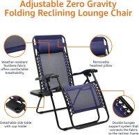 Amazon Basics Zero Gravity Stuhl mit Beistelltisch, 2er-Set, Blau