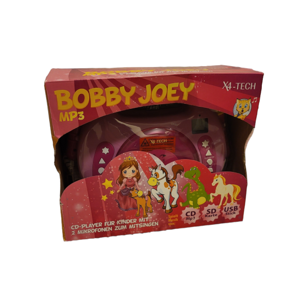 X4-TECH Bobby Joey MP3 Kinder CD-Player zum Mitsingen / CD USB SD-Karte / Pink