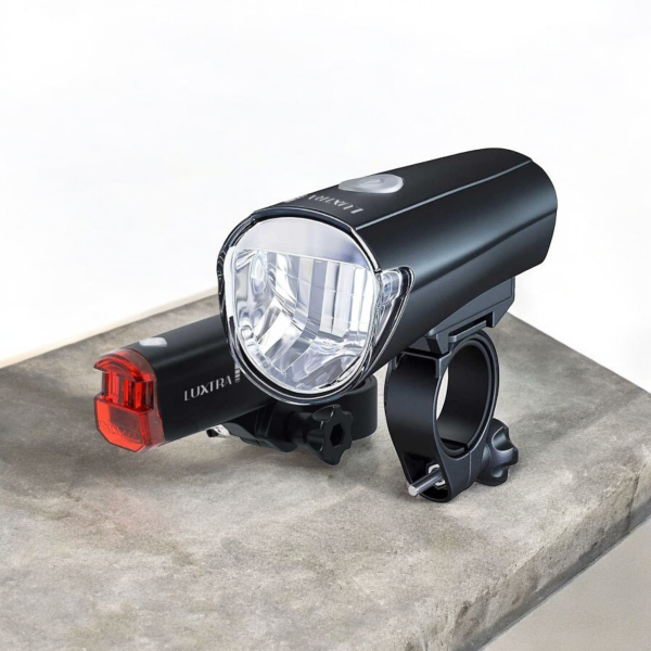 LUXTRA Fahrradlampen Set 30 Lux Batteriebetrieben StVZO zugelassen Front und Rücklicht wasserdicht inklusive Batterien