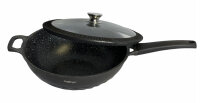 WOK Wokpfanne Woktopf Induktion 32cm Aluguss Deckel Schwarz