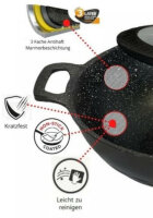 WOK Wokpfanne Woktopf Induktion 32cm Aluguss Deckel Schwarz