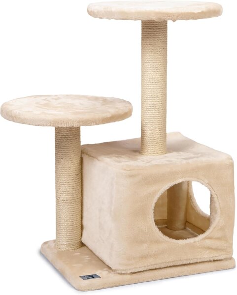 Karlie Kratzbaum Argo – Schlaf- und Kratzmöbel für Katzen Beige, 70 cm