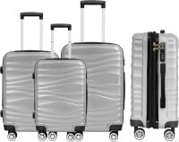 DMS® 3tlg Hartschalenkoffer Reisekoffer Schloss ABS-Hartschale Silber