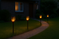 4er LED Solar Gartenfackeln Flammenlicht 33LED IP65 wasserdicht