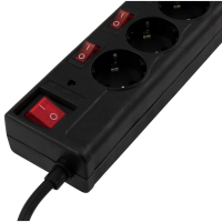 Steckdosenleiste 6-fach mit Einzelschaltung, Überspannungsschutz black