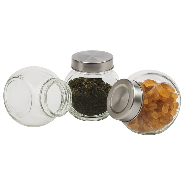 Bonboniere 3er Set Vorratsgläser mit Metalldeckel Noor Gourmet Kitchen  Glasbehälter Aufbewahrungsgläser