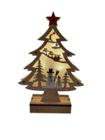 LED Holz Weihnachtsbaum mit Schneemann Motiv