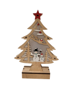 LED Holz Weihnachtsbaum mit Schneemann Motiv