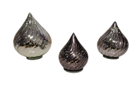 3-tlg. LED Glastropfen Set – Silber – Timer...
