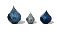 3-tlg. LED Glastropfen Set – Blau – Timer...