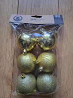 DECO LOVE Weihnachtskugeln 6er Set Gold Christbaumkugeln Glitzer Baumschmuck