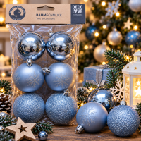 DECO LOVE Weihnachtskugeln 6er Set Silber...