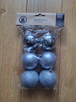 DECO LOVE Weihnachtskugeln 6er Set Silber Christbaumkugeln Glitzer Baumschmuck
